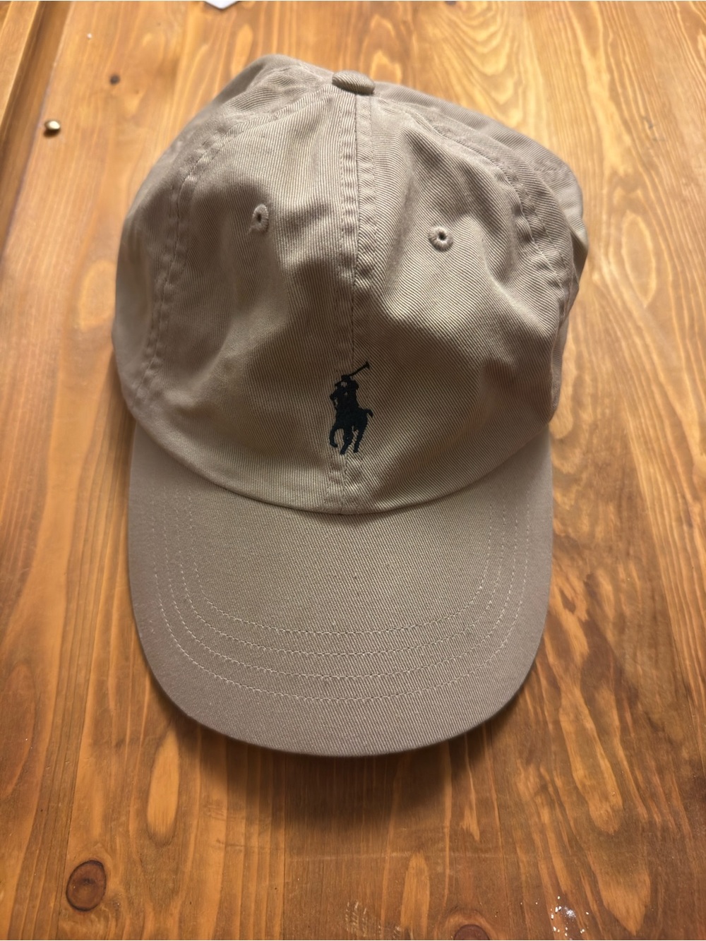 Polo by Ralph Lauren Taupe Baseball Cap with Navy Pony